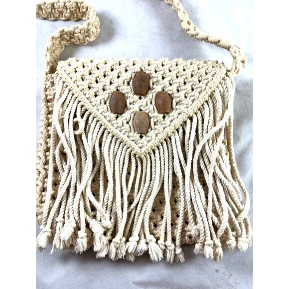 Mister Ernest Macrame Shoulder Bag Purse Woven in the Philippines Vintage 1970s - Picture 3 of 9